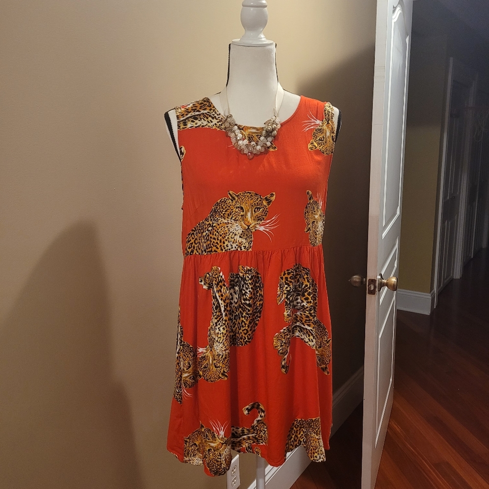 MinkPink red leopard dress tunic women's medium